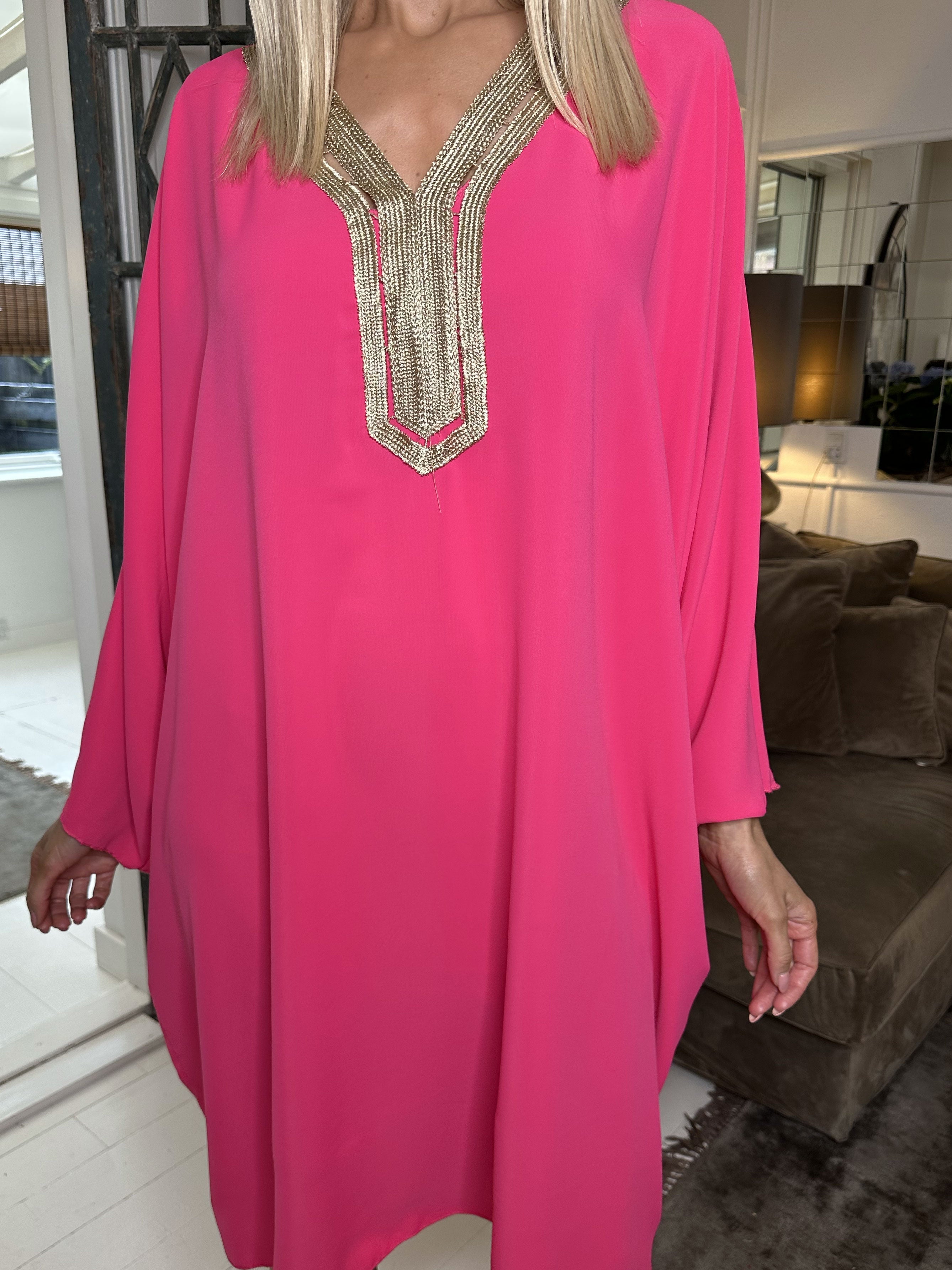 Viola - Tunika med gyllene halsringning - Light blue